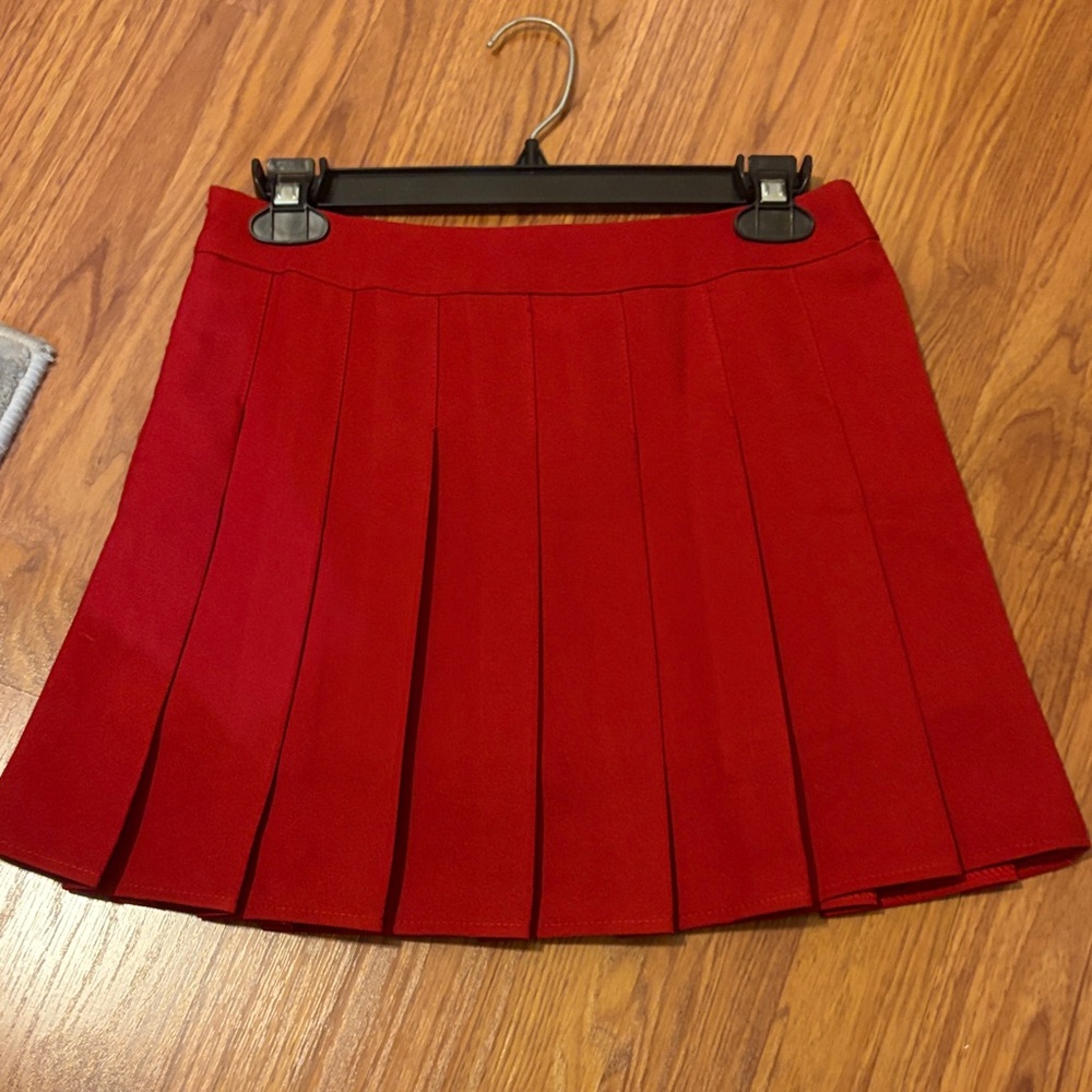 Red Pleated Women's Skirt